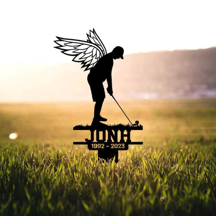 Custom Golf Memorial Stake, Personalized Golfer Name Metal Stake, Golfing In Heaven, Grave Marker, Sympathy Sign, Golfer Loss, Dad Loss