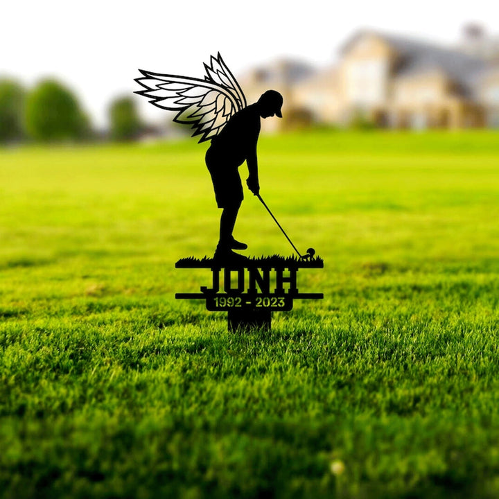 Custom Golf Memorial Stake, Personalized Golfer Name Metal Stake, Golfing In Heaven, Grave Marker, Sympathy Sign, Golfer Loss, Dad Loss