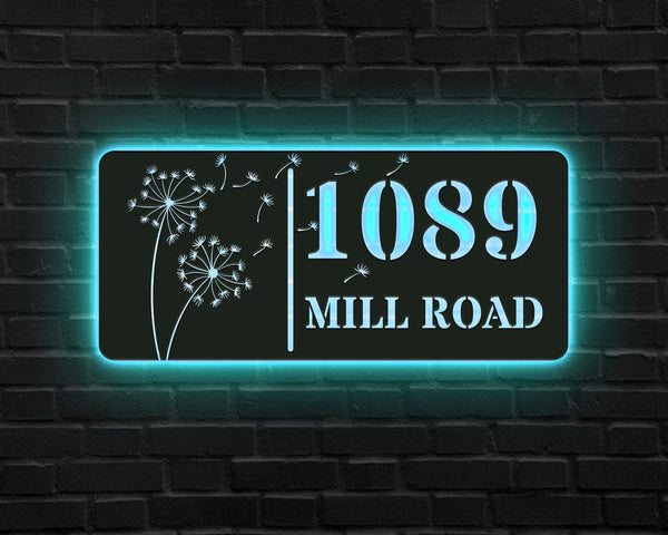 Custom LED Address Metal Art Sign, Light Up Address Plaque Sign, Metal House Number Address Sign, House Warming Gift, Front Door Sign
