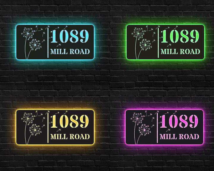 Custom LED Address Metal Art Sign, Light Up Address Plaque Sign, Metal House Number Address Sign, House Warming Gift, Front Door Sign