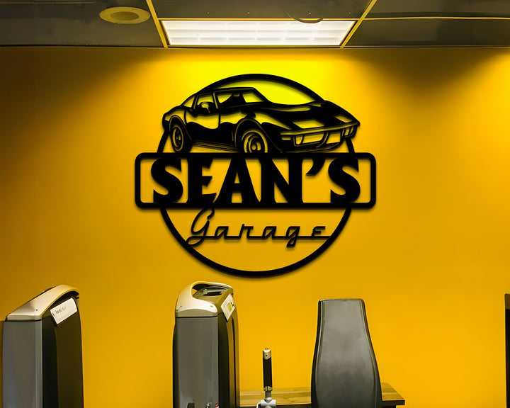 Custom Classic Car Garage Signs, Personalized Man Cave Named Wall Art Deco, Special Gift, American Car, Pickup, Motorbike, Garage Decor