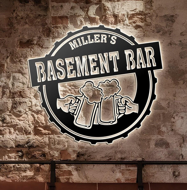 Personalized Bar LED Metal Art Sign, Multi Colors Custom Bar Sign, Light up Bar Metal Sign, Metal Bar Wall Art, LED Wall Art Gift