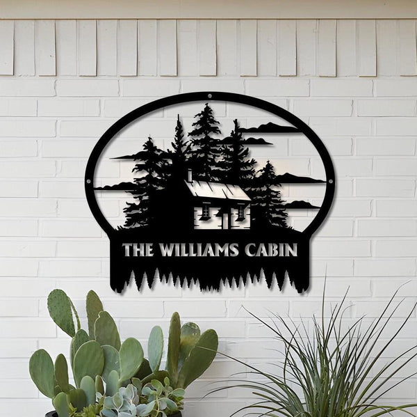 Personalized Cabin Sign, Custom Cabin Decor, Lodge Decor, Camp Sign, Christmas Gift For Him, Metal Name Sign, Dad Gift, Family Name Sign