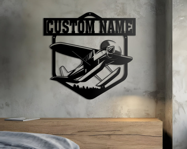 Personalized  Led Light Airplane Metal Sign, Airplane Monogram Front View, Pilot Gifts, Aviation Signs, Home Metal Decor, Father's Day Gift