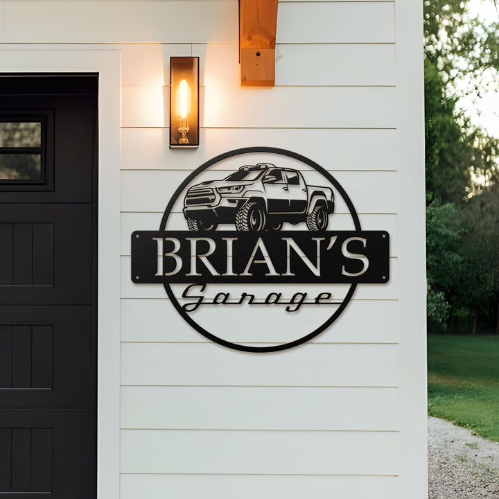 Custom Metal Truck Garage Signs, Dad's Garage, Name Garage Decor Personalized Man Cave Named Wall Art Deco, American Car, Pickup, Workshop