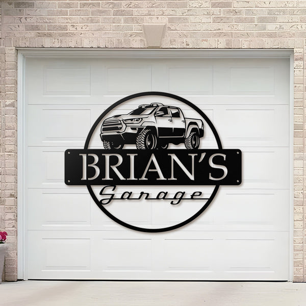 Custom Metal Truck Garage Signs, Dad's Garage, Name Garage Decor Personalized Man Cave Named Wall Art Deco, American Car, Pickup, Workshop