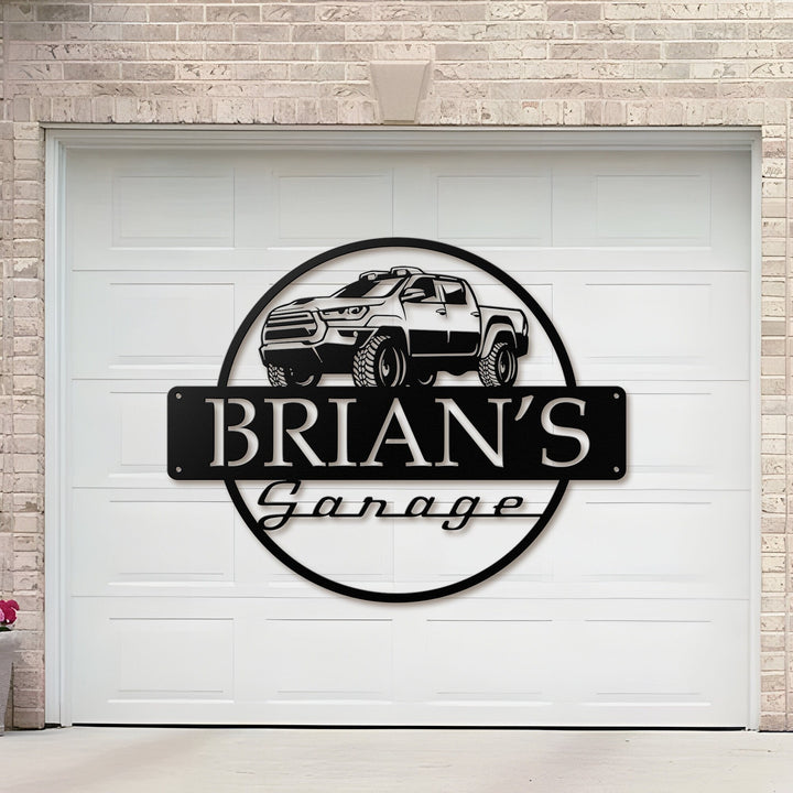 Custom Metal Truck Garage Signs, Dad's Garage, Name Garage Decor Personalized Man Cave Named Wall Art Deco, American Car, Pickup, Workshop