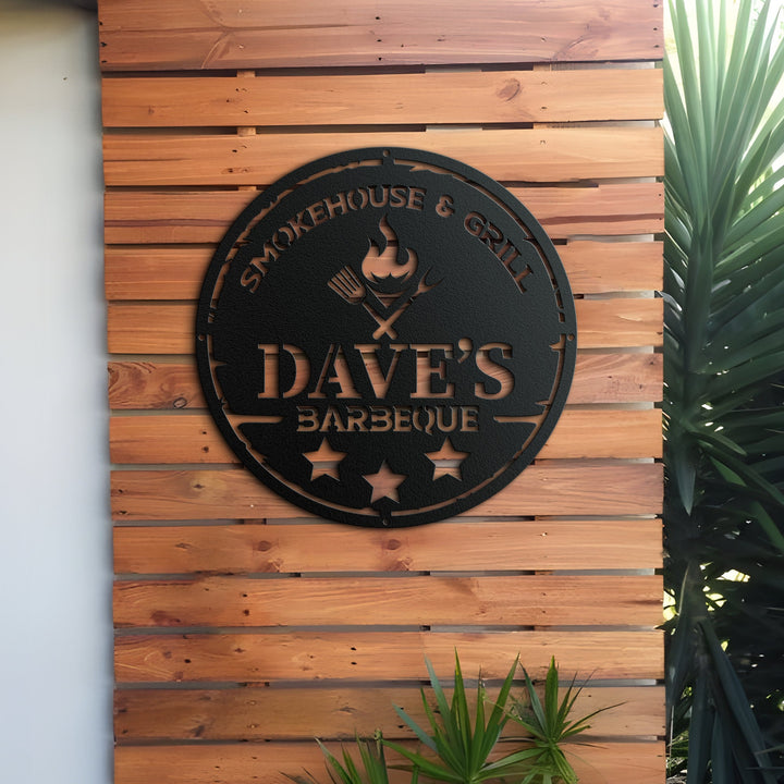 Custom Metal Barbecue Wall Sign, Personalized Grill Sign, Barbecue Sign for Outdoor, Large BBQ Sign, Custom Gift, Barbecue Wall Art Decor