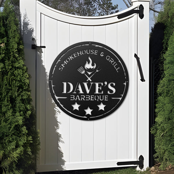 Custom Metal Barbecue Wall Sign, Personalized Grill Sign, Barbecue Sign for Outdoor, Large BBQ Sign, Custom Gift, Barbecue Wall Art Decor