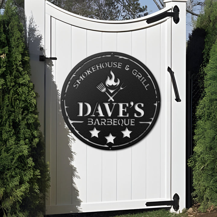 Custom Metal Barbecue Wall Sign, Personalized Grill Sign, Barbecue Sign for Outdoor, Large BBQ Sign, Custom Gift, Barbecue Wall Art Decor
