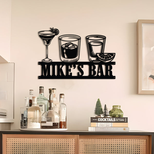 Personalized Bar LED Metal Art Sign, Custom Light up Bar Metal Sign, Multi Colors Custom Bar Sign, Metal Bar Wall Art, LED Wall Art Gift