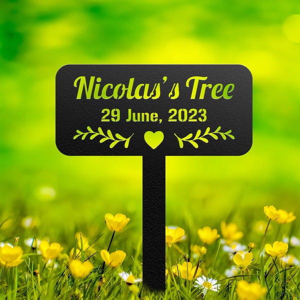 Custom Memorial Tree Sign With Stake, Tree Decor, Tree Metal Garden Marker, Tree Garden Sign, Tree Plaque Marker, Metal Name Plate