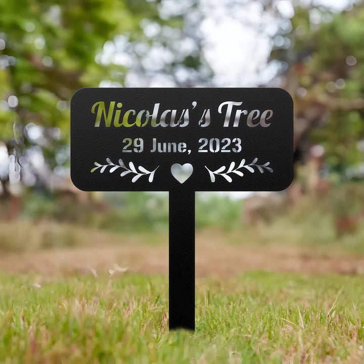 Custom Memorial Tree Sign With Stake, Tree Decor, Tree Metal Garden Marker, Tree Garden Sign, Tree Plaque Marker, Metal Name Plate