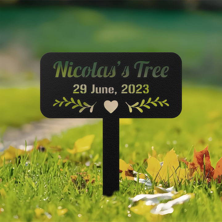 Custom Memorial Tree Sign With Stake, Tree Decor, Tree Metal Garden Marker, Tree Garden Sign, Tree Plaque Marker, Metal Name Plate