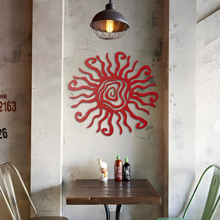 Wacky Sun, Unique Metal Sun, Garden Wall, Outdoor Decor, Whimsical Spiral Sun, Patio Decor, Metal Art, Hippie Fun, Housewarming Gift