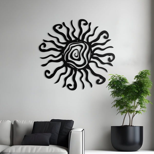 Wacky Sun, Unique Metal Sun, Garden Wall, Outdoor Decor, Whimsical Spiral Sun, Patio Decor, Metal Art, Hippie Fun, Housewarming Gift