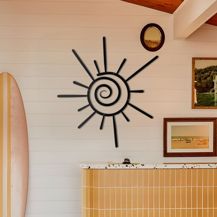 Metal Sun Wall Art Sunburst Art, Boho Metal Wall Art, Beachy Sign Metal, Pool Sign, Wacky Sun, Sun Wall Hanging Sun Metal Wall Art