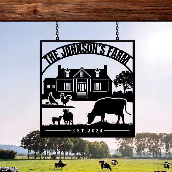 Custom Metal Farm Sign Name Sign, Personalized Ranch Metal Sign, Large metal name sign, Farm metal sign, Farmhouse Decor, Gift For Farmer