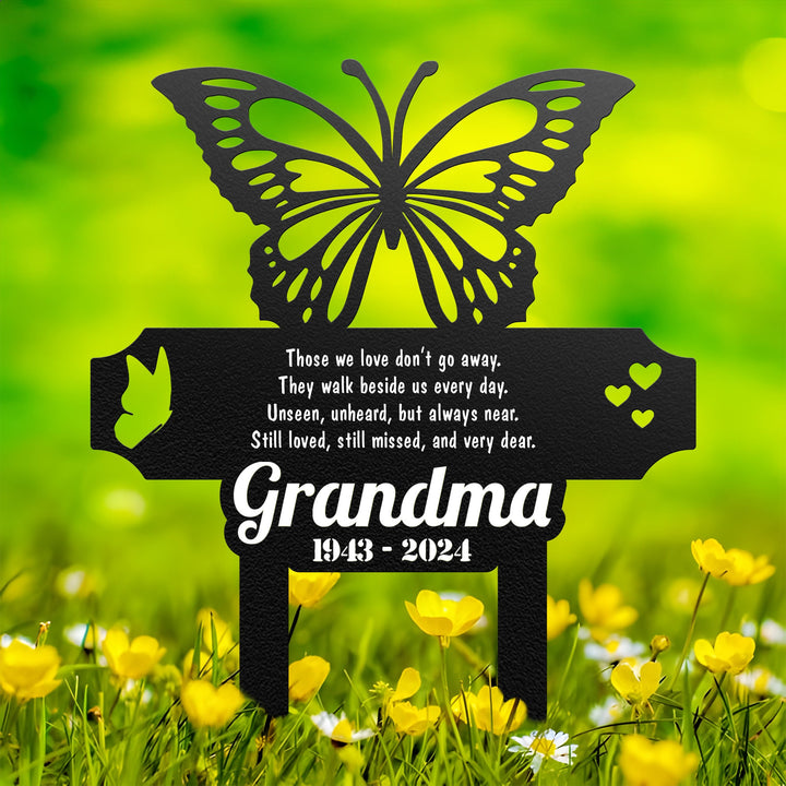 Personalized Butterfly Memorial Stake Metal, Butterfly Garden Stakes, Mom Loss, Grandma Loss, Human Grave Marker, Butterfly Lover