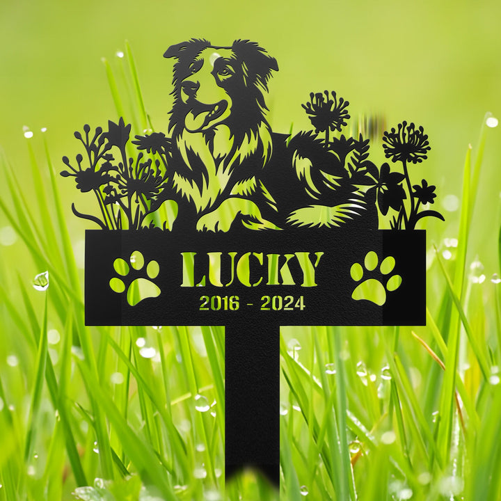 Personalized Australian Shepherd Dog Memorial Stake, Dog Name Sign, Sympathy Sign, Custom Pet Grave Marker, Remembrance Stake, Dog loss
