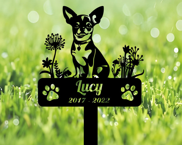 Personalized Chihuahua Memorial Stake Sign, Chihuahua Pet Grave Markers Sign, Pet Loss Gift, Sympathy Sign, Remembrance Stake,Dog Metal Sign