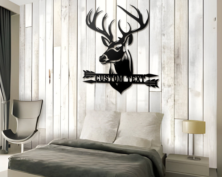 Deer Head Metal Sign, Deer Antler Decor, Deer Hunter Gift, Deer Camp Sign, Christmas Gift For Him, Housewarming Gift, Fathers Day Gift