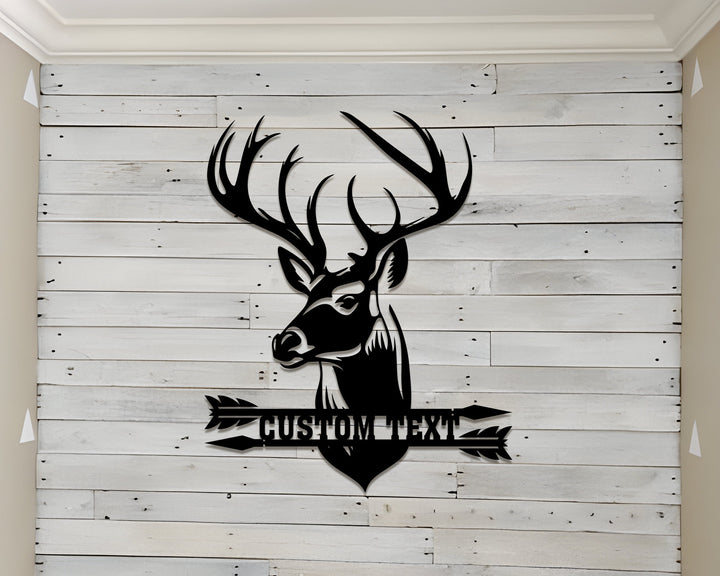 Deer Head Metal Sign, Deer Antler Decor, Deer Hunter Gift, Deer Camp Sign, Christmas Gift For Him, Housewarming Gift, Fathers Day Gift