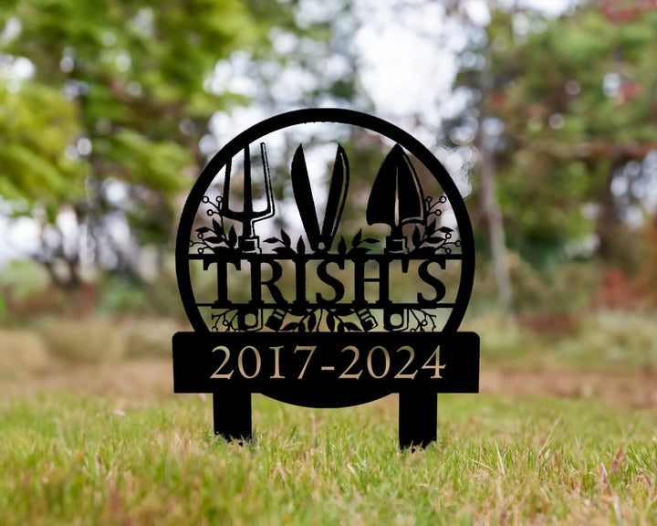 Metal Garden Sign with Stakes, Garden Stake Sign Personalized, Garden Metal Sign, Custom Gardener Decor, Metal Yard Decor, Gardening Gifts