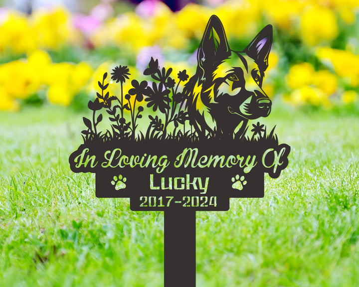 Personalized Dog Memorial Stake, Australian Shepherd Sign, Dog Loss German Shepherd Sign, Sympathy Stake, Grave Marker, Remembrance Stake