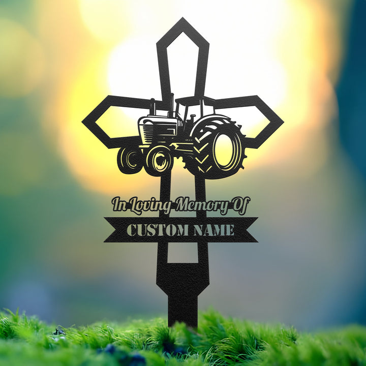 Custom Farming Fields Memorial Metal Stake, Farmer Memorial Sign, Grave Marker, Sympathy Sign, Remembrance Stake, Tractor Metal Stake