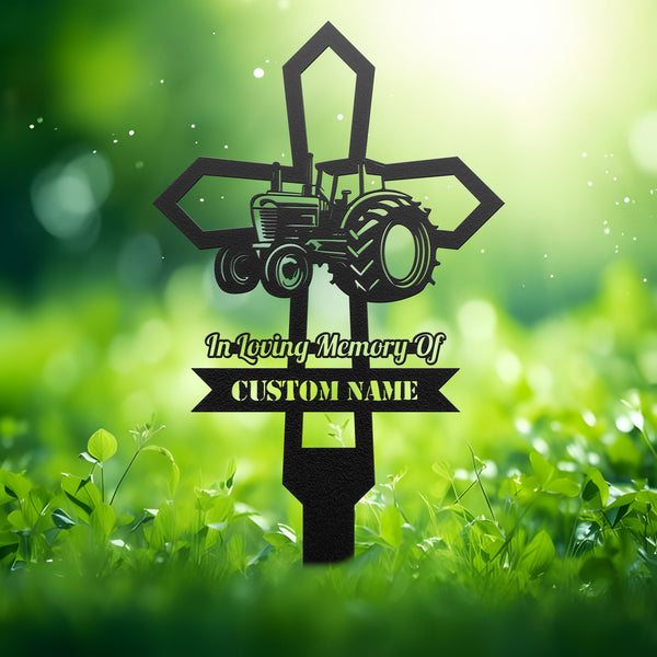 Custom Farming Fields Memorial Metal Stake, Farmer Memorial Sign, Grave Marker, Sympathy Sign, Remembrance Stake, Tractor Metal Stake