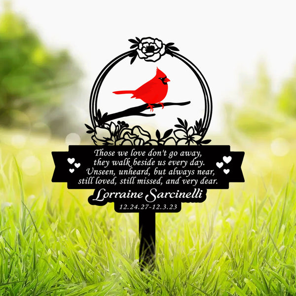 Personalized Memorial Stake Metal, Cardinal Garden Stakes, Cardinals Appear, Metal Cemetery Decorations, Stake for Outdoors Yard Garden
