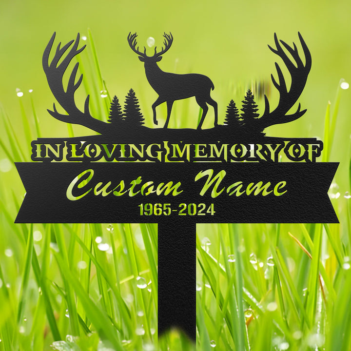 Personalized Deer hunting Memorial Stake, Custom Hunter Metal Stake, Sympathy Sign, Grave Marker, Remembrance Stake, Hunter Memorial
