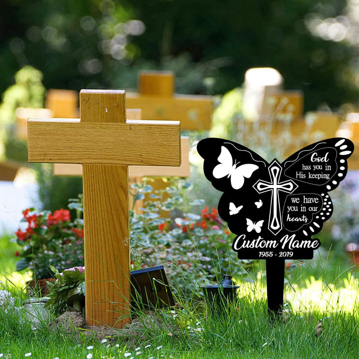 Personalized Memorial Stake Metal, Butterfly Memorial Stake, In Loving Memorial, Remembrance Stake, Sympathy Gift, Outdoor Grave Marker