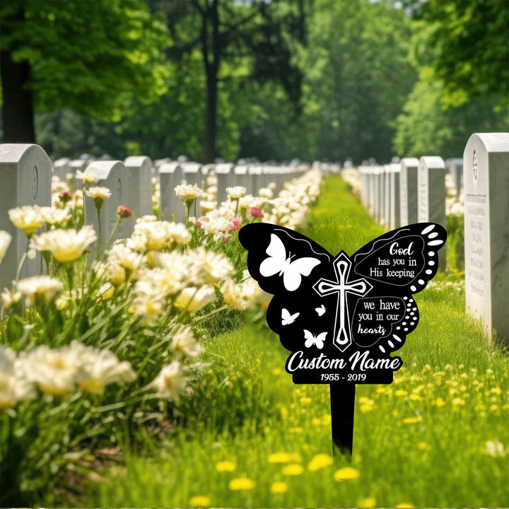 Personalized Memorial Stake Metal, Butterfly Memorial Stake, In Loving Memorial, Remembrance Stake, Sympathy Gift, Outdoor Grave Marker