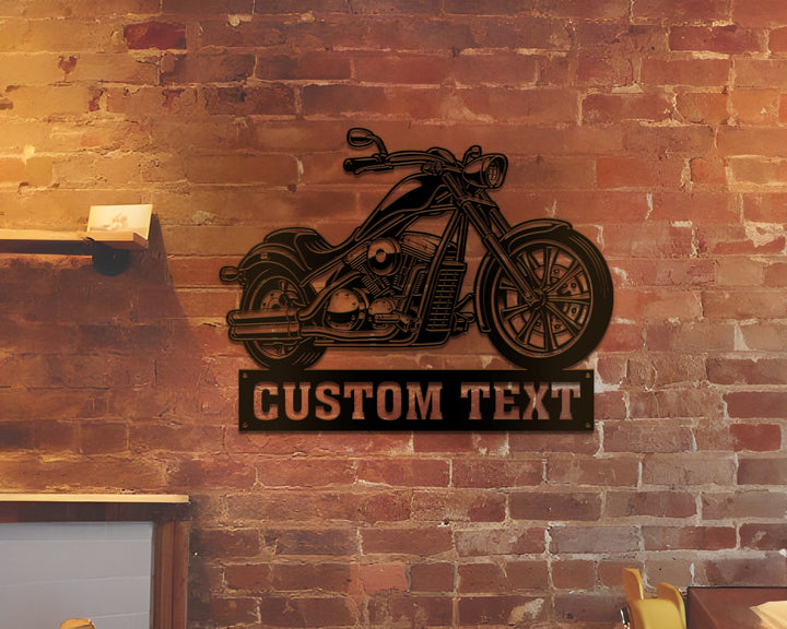 Custom Chopper Motorcycle Metal Sign With Lights, Motorbike Biker Name Signs, Motorcycle Metal Wall Art, Garage Decor, Motocross Biker Gift