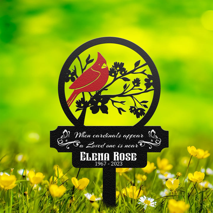 Personalized Memorial Stake Metal, Cardinal Garden Stakes, Cardinals Appear Metal Sign, Grave Marker, Remembrance Stake, Garden Decor