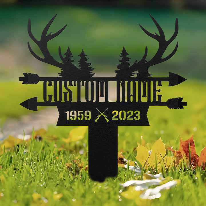 Personalized Hunter Memorial, Metal Stake, Deer Hunter Sign, Hunter Loss, Grave Marker, Sympathy Sign, Garden Decor, Father's Day Gift