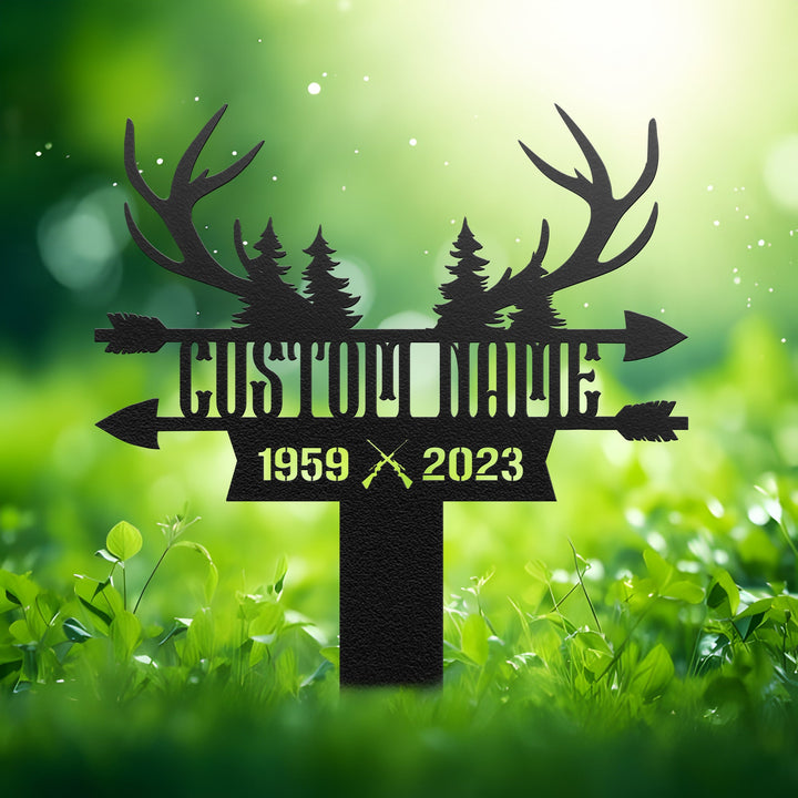 Personalized Hunter Memorial, Metal Stake, Deer Hunter Sign, Hunter Loss, Grave Marker, Sympathy Sign, Garden Decor, Father's Day Gift