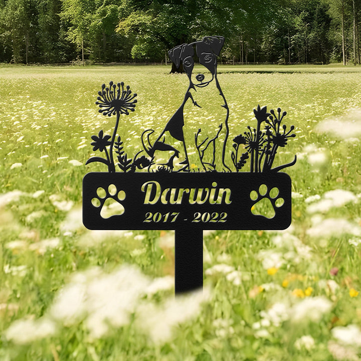Custom Floral Dog Yard Stake, Pembroke Welsh Corgi Garden Stakes, Pet Grave Marker, Dog Silhouette Metal Sign, Garden Decor, Dog Lover Gifts