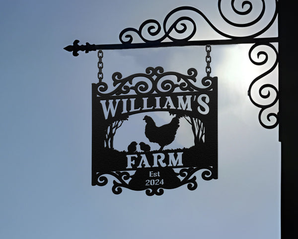 Custom Chicken Farm Metal Sign, Farm Coop Sign, Personalized Chicken Farm Sign, Family Name Metal Sign, Farm House, Hen House Coop Sign