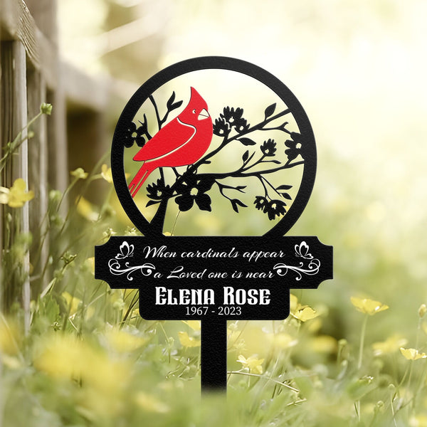 Personalized Memorial Stake Metal, Cardinal Garden Stakes, Cardinals Appear Metal Sign, Grave Marker, Remembrance Stake, Garden Decor