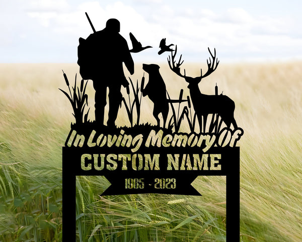 Personalized Hunting Memorial Stake, Fishing Memorial Stake, Dad Grave Marker, Fisher Loss, Custom In Memorial Of Gift, Hunter Loss