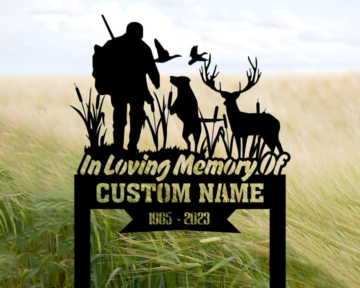 Personalized Hunting Memorial Stake, Fishing Memorial Stake, Dad Grave Marker, Fisher Loss, Custom In Memorial Of Gift, Hunter Loss