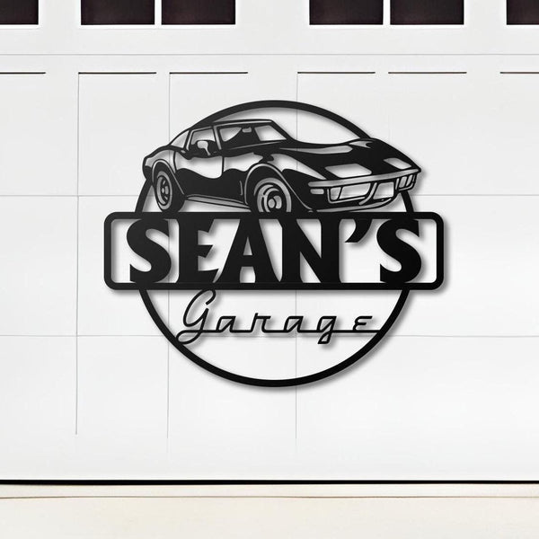 Custom Classic Car Garage Signs, Personalized Man Cave Named Wall Art Deco, Special Gift, American Car, Pickup, Motorbike, Garage Decor