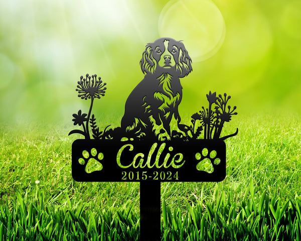 Custom King Charles Spaniel Dog Metal Memorial Stake, Personalized Pet Grave Marker Name Sign Remembrance Stake Decor Sympathy Loss