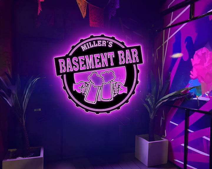 Personalized Bar LED Metal Art Sign, Multi Colors Custom Bar Sign, Light up Bar Metal Sign, Metal Bar Wall Art, LED Wall Art Gift