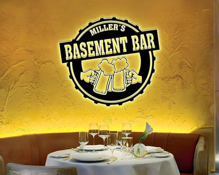 Personalized Bar LED Metal Art Sign, Multi Colors Custom Bar Sign, Light up Bar Metal Sign, Metal Bar Wall Art, LED Wall Art Gift