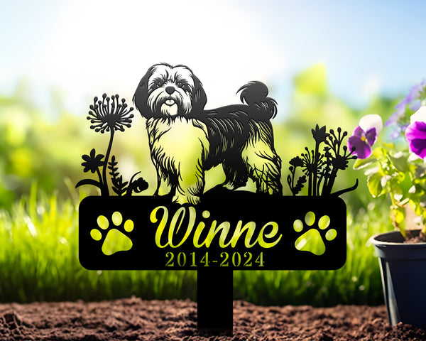 Custom Shih Tzu Dog Metal Memorial Stake, Personalized Pet Grave Marker Name Sign Remembrance Stake Decor Sympathy Loss