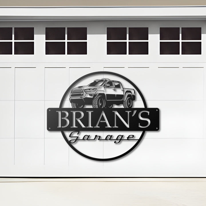 Custom Metal Truck Garage Signs, Dad's Garage, Name Garage Decor Personalized Man Cave Named Wall Art Deco, American Car, Pickup, Workshop